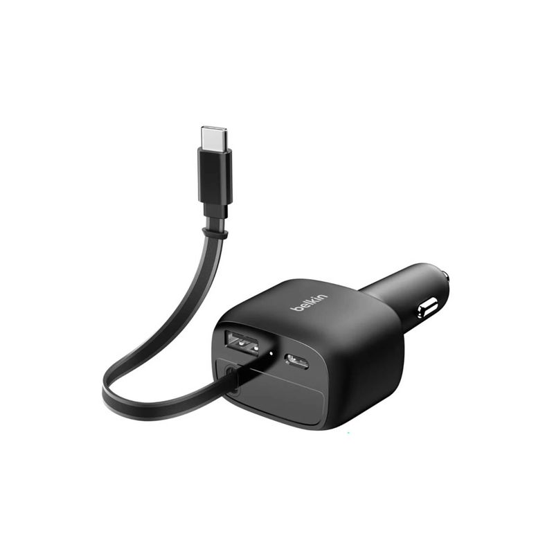 Cargador para Auto BoostCharge 75W con Cable USB-C Retráctil Negro – Belkin