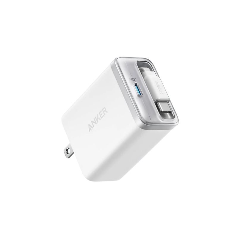 Cargador GaN 35W con Cable USB-C Retráctil Nano InstaCord Blanco – Anker