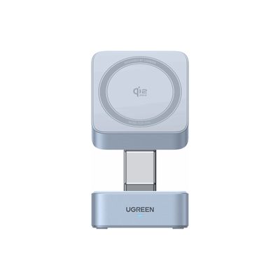 Estación de Carga Inalámbrica Magnética 2 en 1 MagFlow Qi2.2 25W Celeste – UGREEN