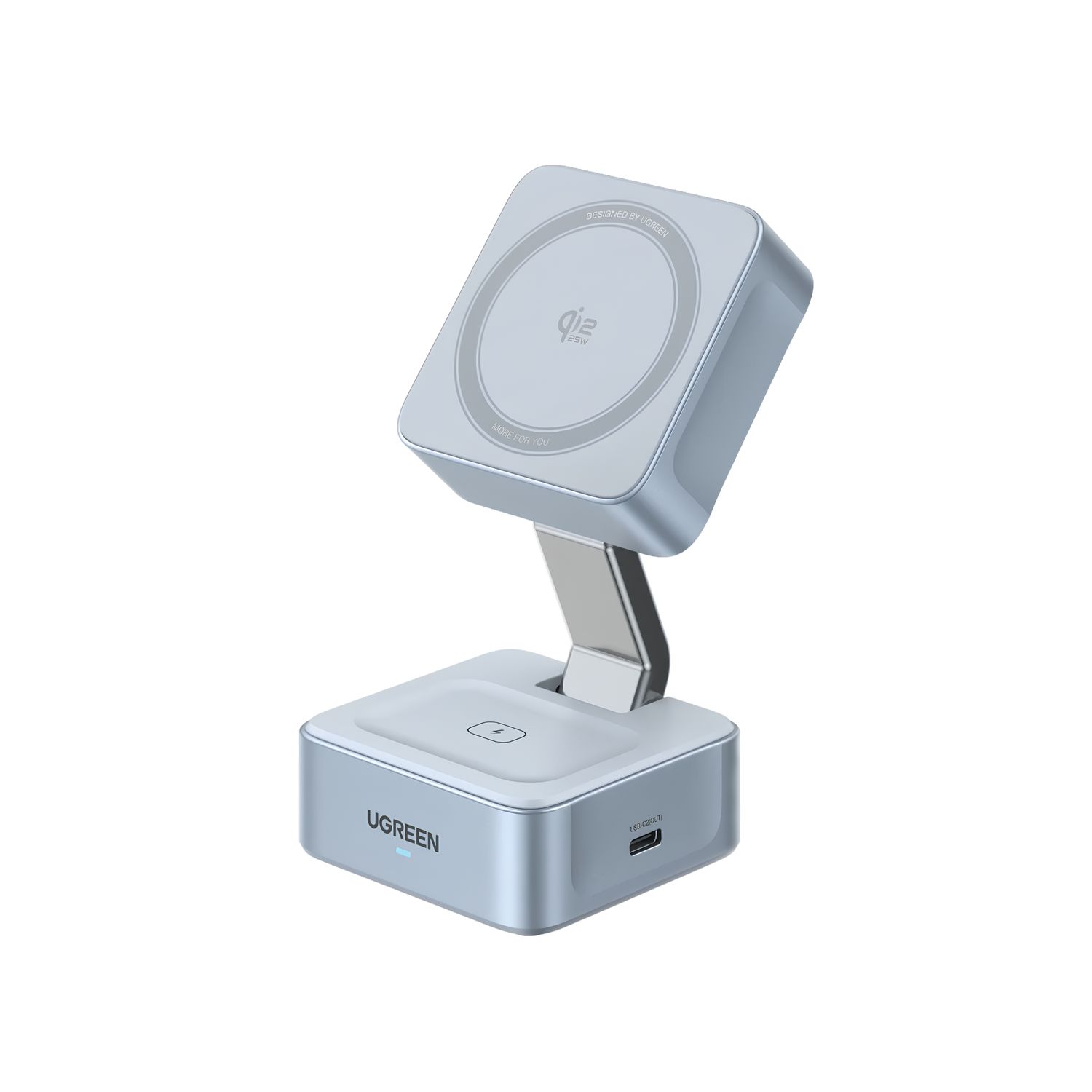 Estación de Carga Inalámbrica Magnética 2 en 1 MagFlow Qi2.2 25W Celeste – UGREEN