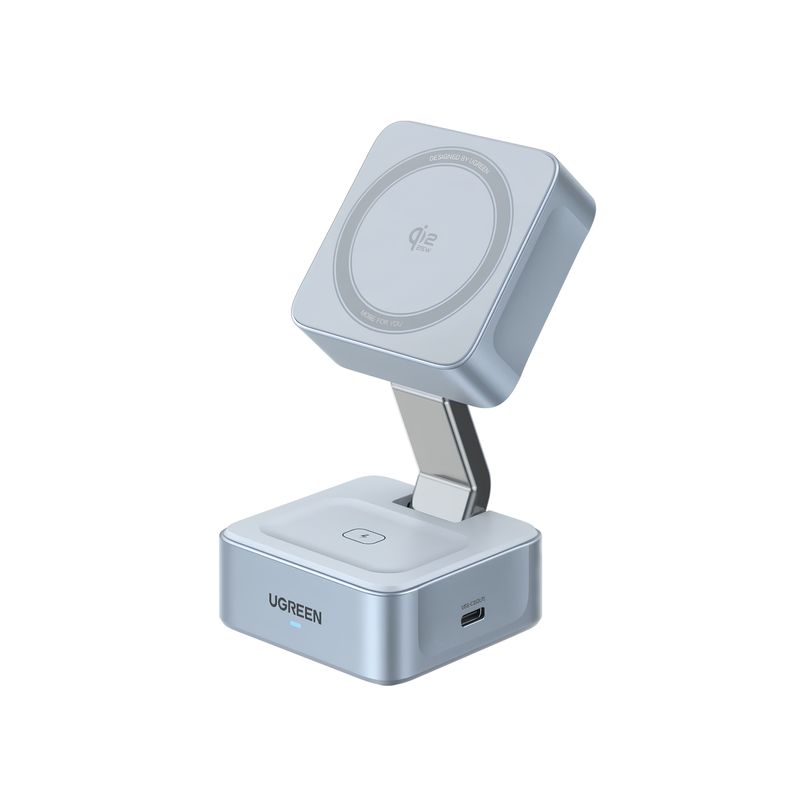Estación de Carga Inalámbrica Magnética 2 en 1 MagFlow Qi2.2 25W Celeste – UGREEN Estación de Carga Inalámbrica Magnética 2 en 1 MagFlow Qi2.2 25W Celeste – UGREEN