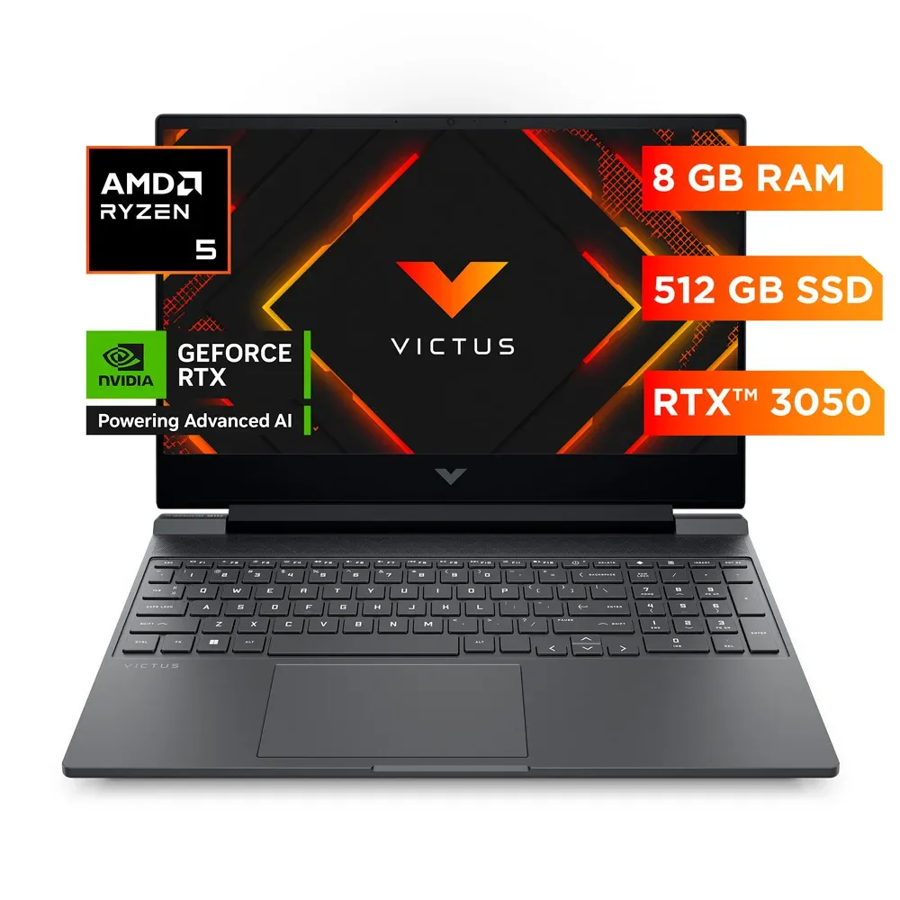 Laptop HP Victus 15-FB3032LA 15.6” – AMD Ryzen 5 7535HS, 8GB DDR5, SSD 512GB, RTX 3050 6GB
