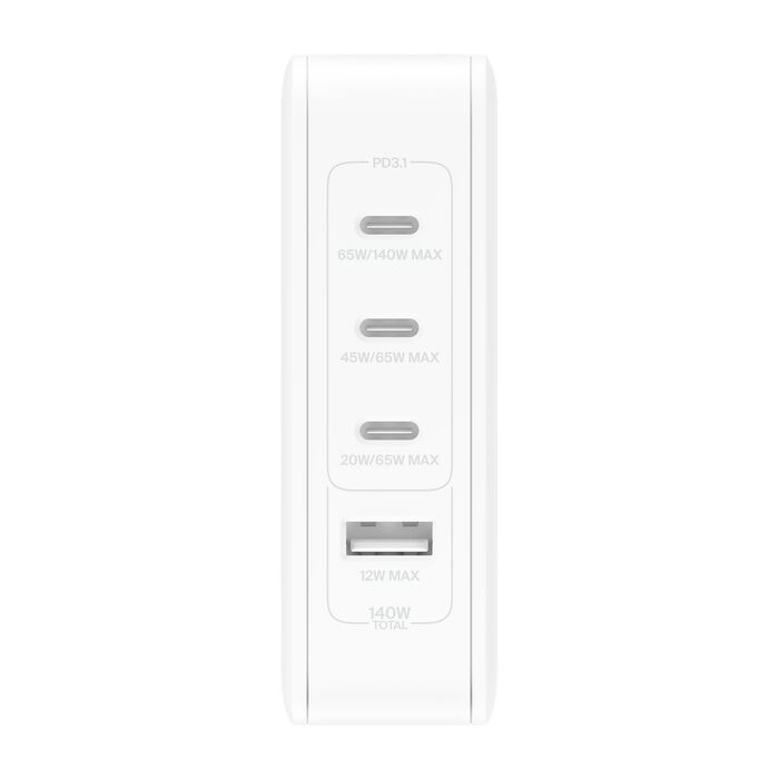 Cargador GaN BoostCharge Pro 140W 4 Puertos Blanco – Belkin