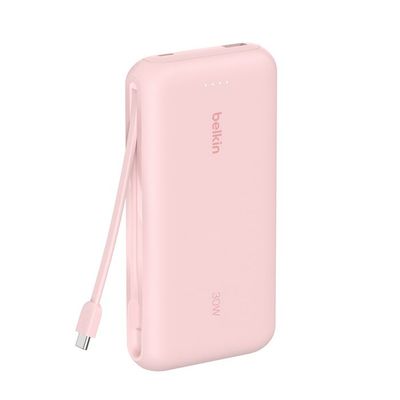 Batería Portátil BoostCharge 20,000mAh 30W con Cable USB-C Integrado Rosa– Belkin