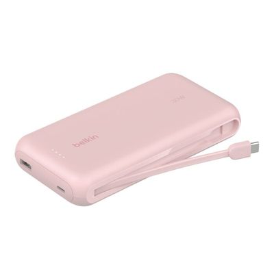 Batería Portátil BoostCharge 20,000mAh 30W con Cable USB-C Integrado Rosa– Belkin