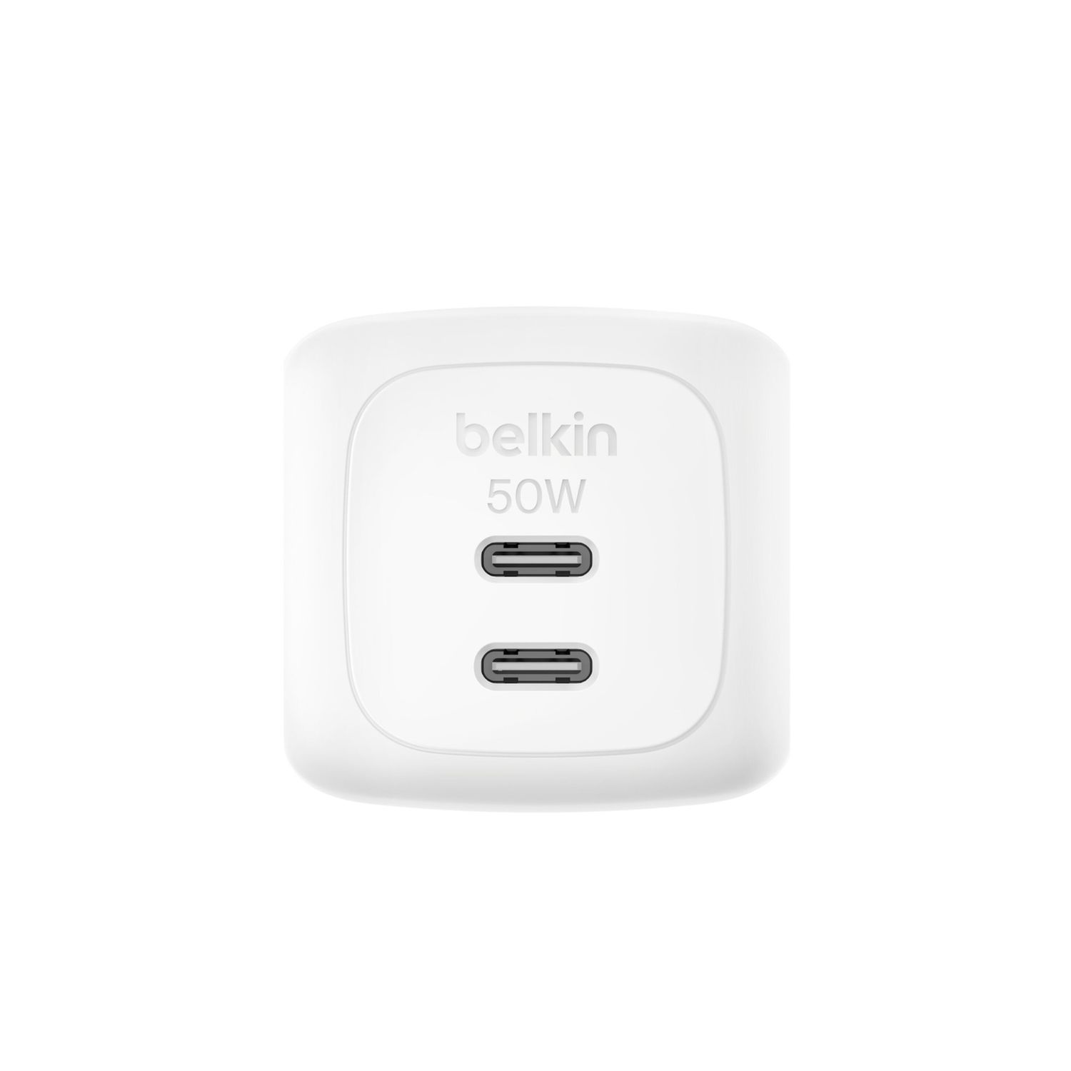Cargador GaN BoostCharge Pro 50W 2 Puertos USB-C Blanco – Belkin