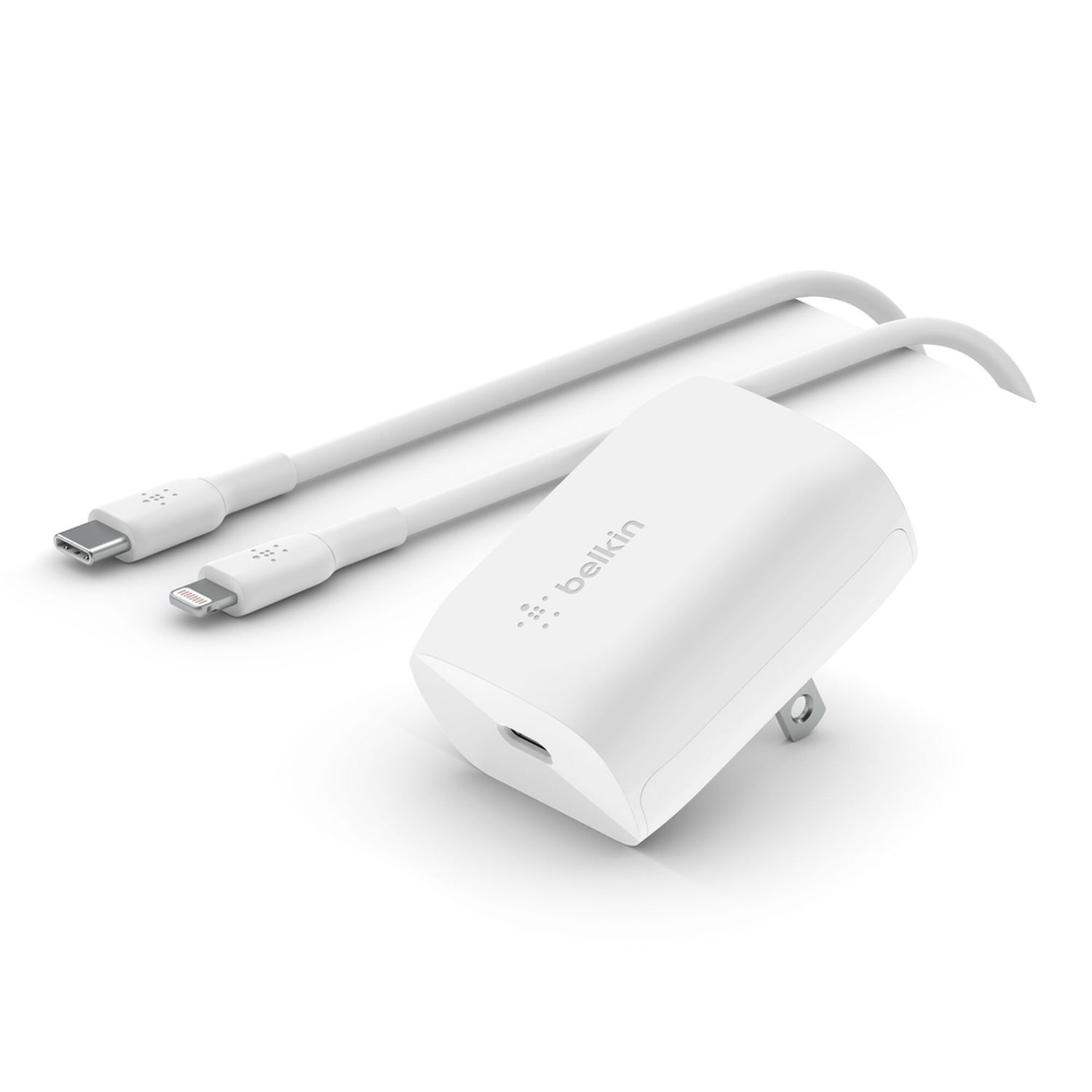 Cargador de Pared BoostCharge 20W USB-C + Cable Lightning 1m Blanco – Belkin