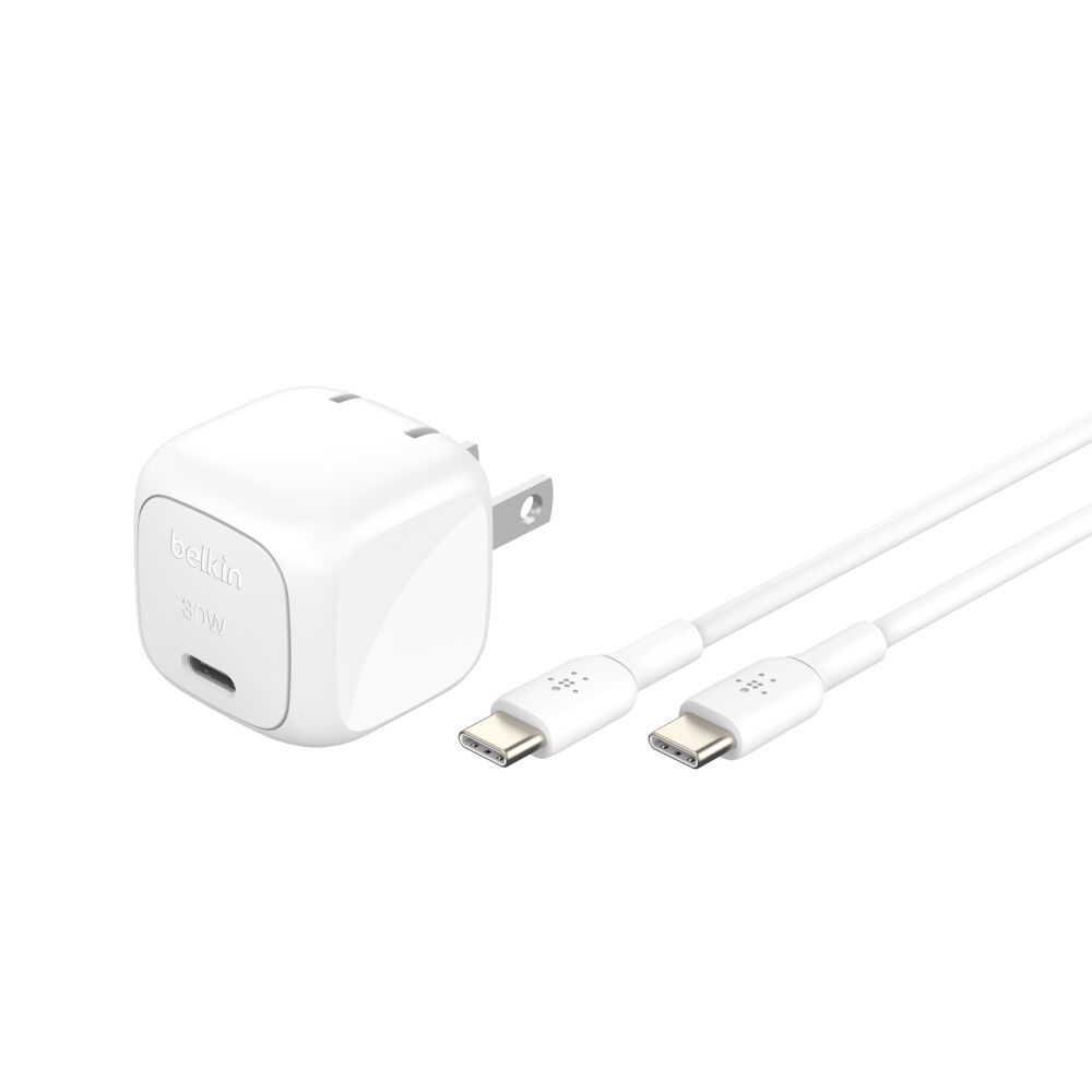 Cargador de Pared Compacto BoostCharge 30W USB-C + Cable USB-C 1m Blanco – Belkin