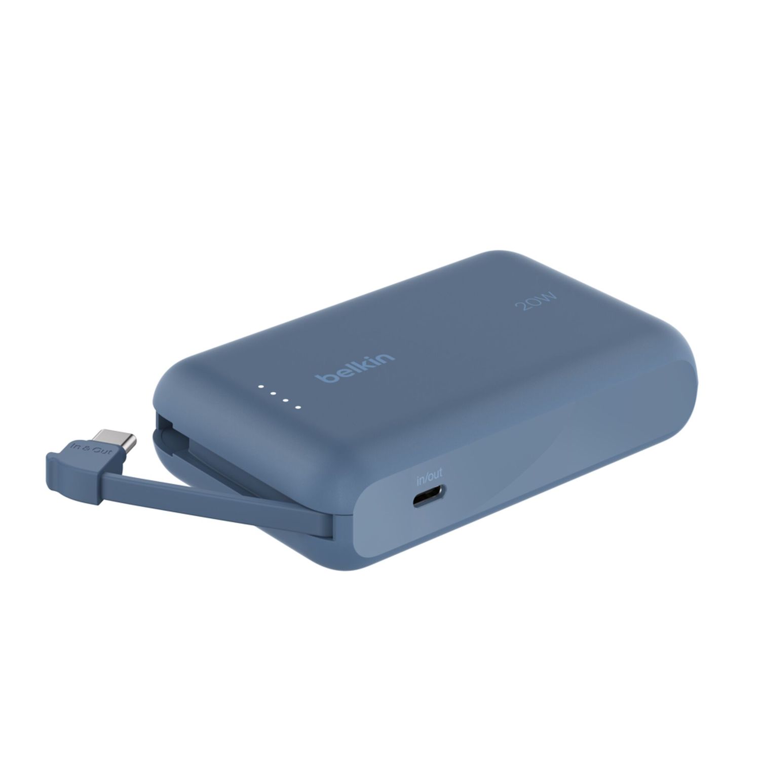 Batería Portátil BoostCharge 10,000mAh 20W con Cable USB-C Integrado Azul – Belkin