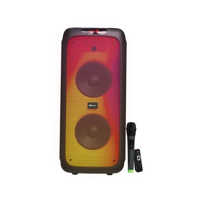 Bocina Portátil BoomFire Pro 200W RMS Doble 8" con Micrófono Negro – Klip Xtreme