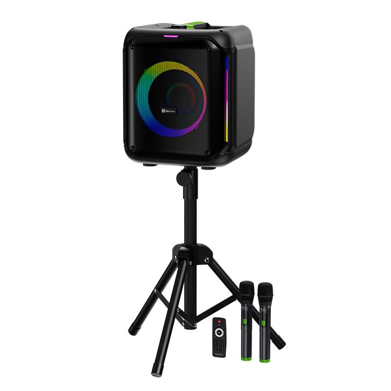 Bocina Portátil UltraBlaster 100W RMS con 2 Micrófonos y Trípode Negro – Klip Xtreme Bocina Portátil UltraBlaster 100W RMS con 2 Micrófonos y Trípode Negro – Klip Xtreme