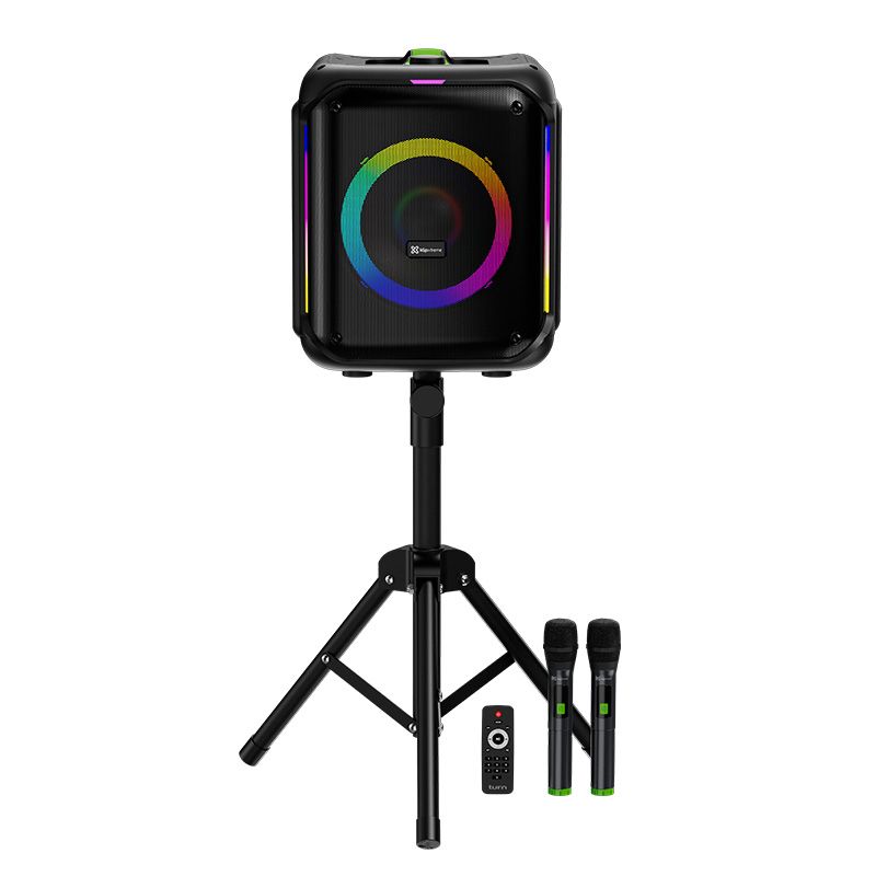 Bocina Portátil UltraBlaster 100W RMS con 2 Micrófonos y Trípode Negro – Klip Xtreme