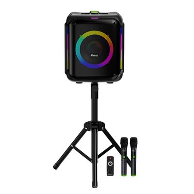 Bocina Portátil UltraBlaster 100W RMS con 2 Micrófonos y Trípode Negro – Klip Xtreme
