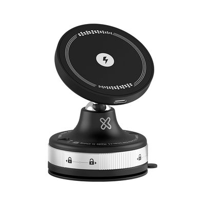 Soporte Magnético para Auto PowerCar Dock con Carga Inalámbrica 15W Negro – Klip Xtreme