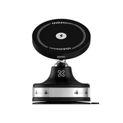 Soporte Magnético para Auto PowerCar Dock con Carga Inalámbrica 15W Negro – Klip Xtreme