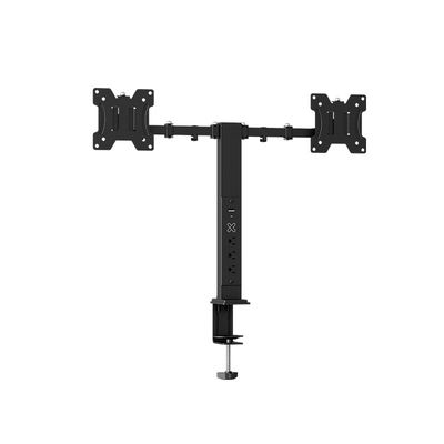 Soporte Doble para Monitores 13″–32″ con Regleta y USB Negro – Klip Xtreme