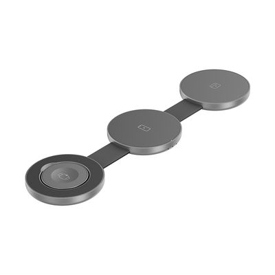 Base de Carga Inalámbrica Plegable 3 en 1 PowerDesk Flex 15 W Plata Titanio – Klip Xtreme