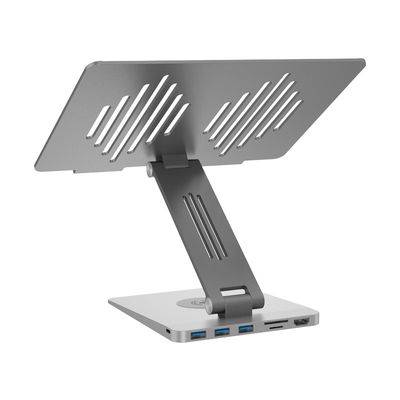 Docking Station 9 en 1 DockStar con Soporte para Laptop y Carga Inalámbrica Gris Espacial – Klip Xtreme