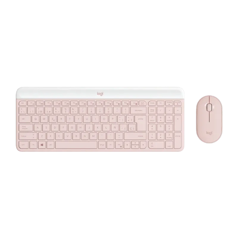 Combo Inalámbrico Teclado Español y Mouse MK470 Slim Rosa – Logitech