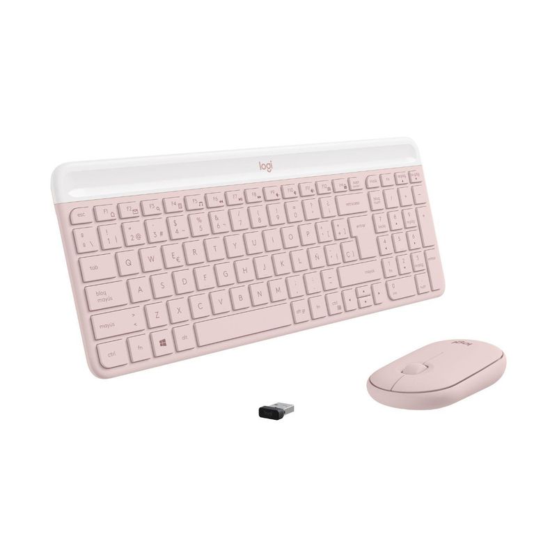 Combo Inalámbrico Teclado Español y Mouse MK470 Slim Rosa – Logitech