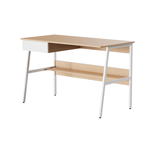 Escritorio para Computadora con Gaveta y Estante Roble y Blanco – Xtech