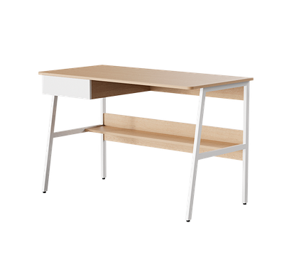 Escritorio para Computadora con Gaveta y Estante Roble y Blanco – Xtech