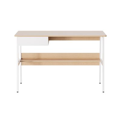 Escritorio para Computadora con Gaveta y Estante Roble y Blanco – Xtech