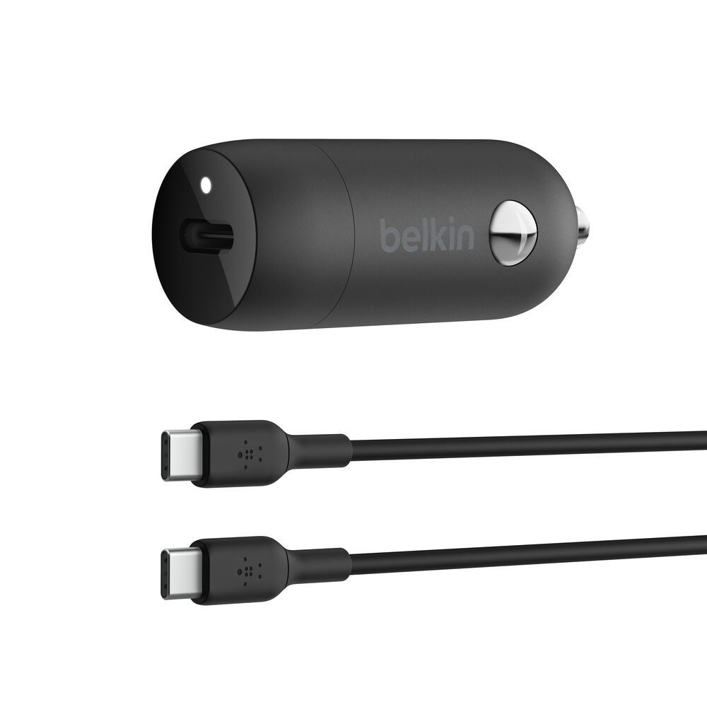 Cargador de Carro BoostCharge 30W USB-C con Cable USB-C Negro – Belkin