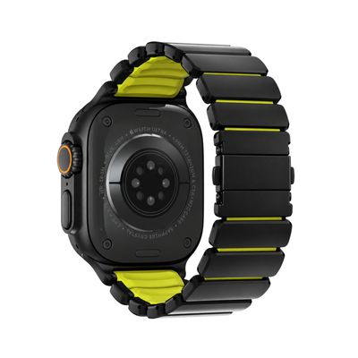 Brazalete Kronos – Acero Negro / Verde Volt para Apple Watch
