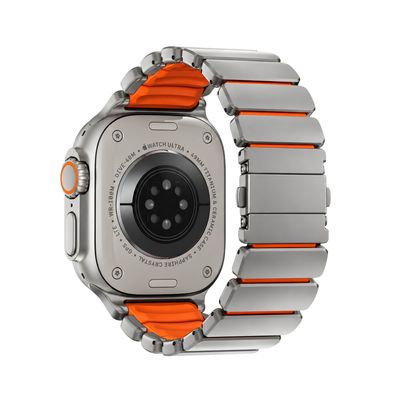 Brazalete Kronos – Acero Natural / Naranja para Apple Watch