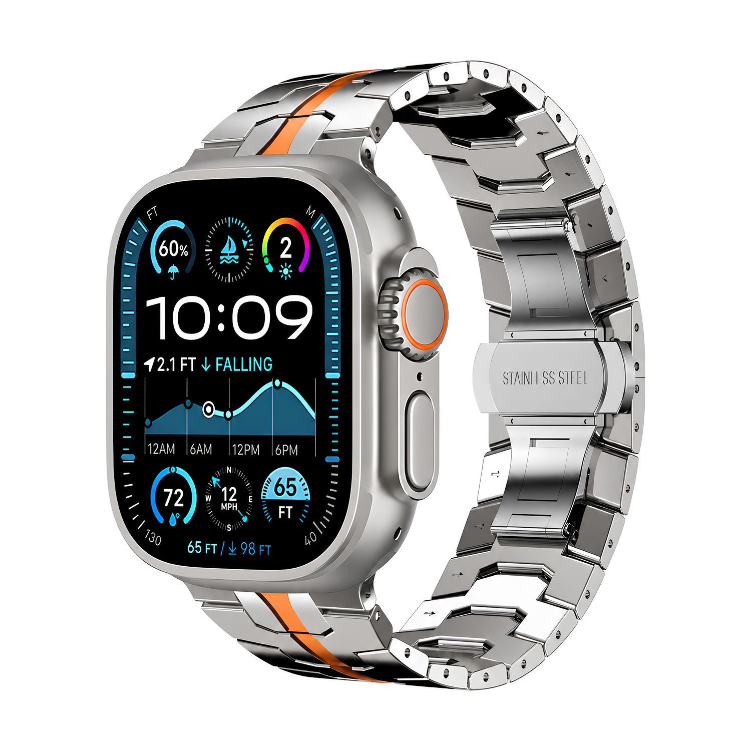 Brazalete Hades – Titanio Natural / Naranja para Apple Watch