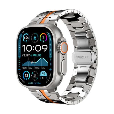 Brazalete Hades – Titanio Natural / Naranja para Apple Watch