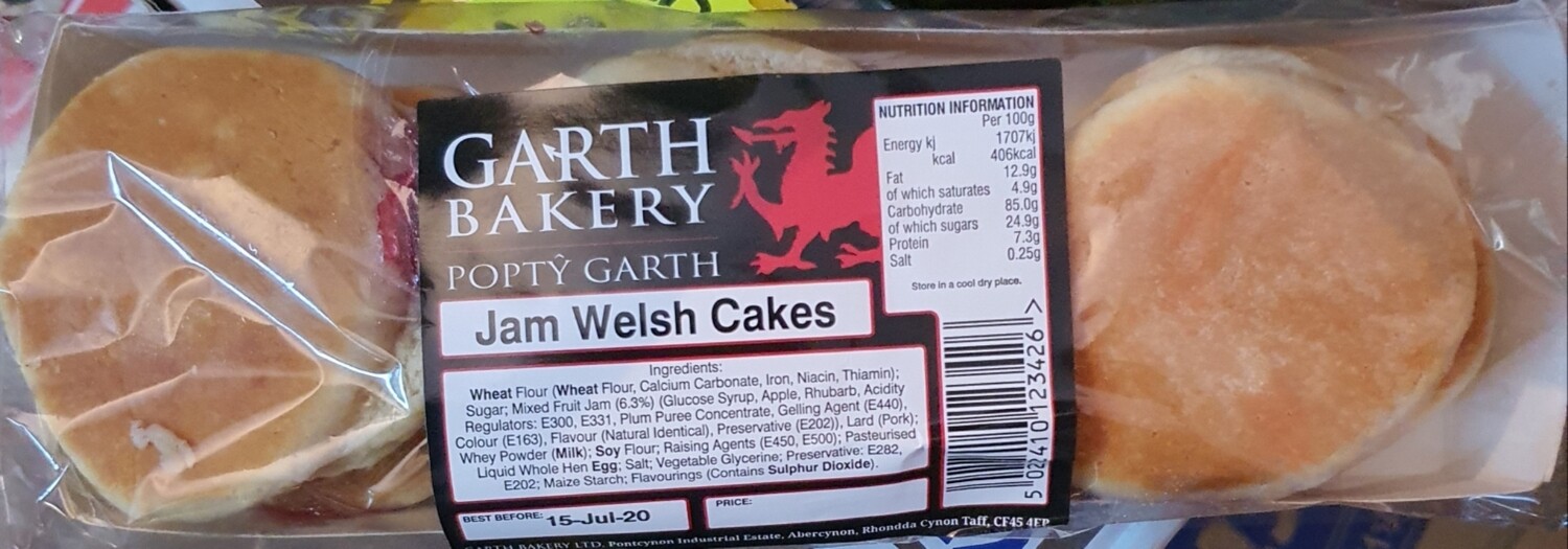 Garth bakery Jam welsh cakes 6 pack