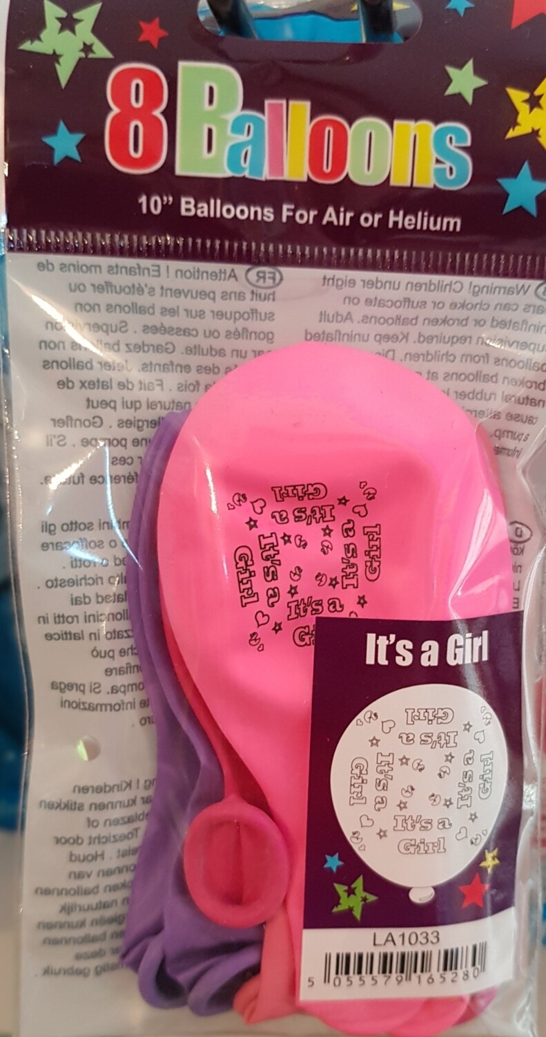 8 balloons its a girl