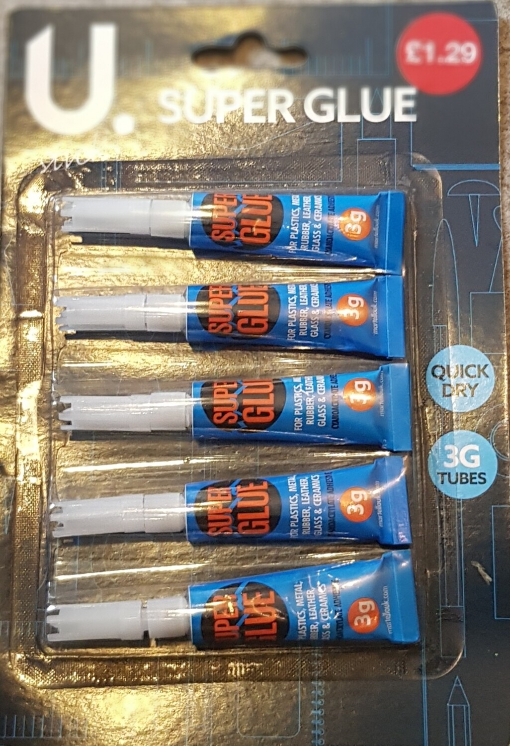 5× 3g tubes of superglue