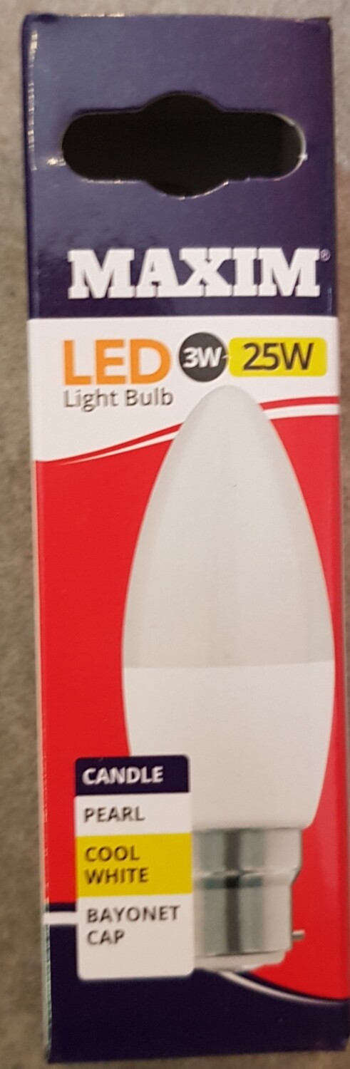 Led light bulb 3w-25w candle pearl cool white bayonet cap