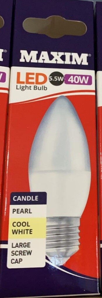 Led light bulb large screw cap 40w pearl cool white 