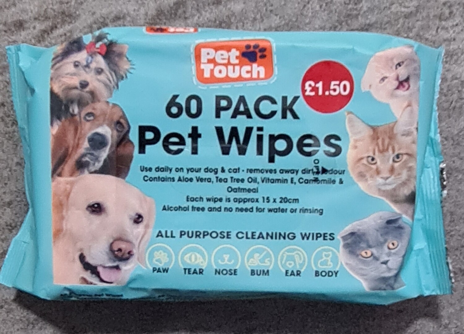 60 pack pet wipes