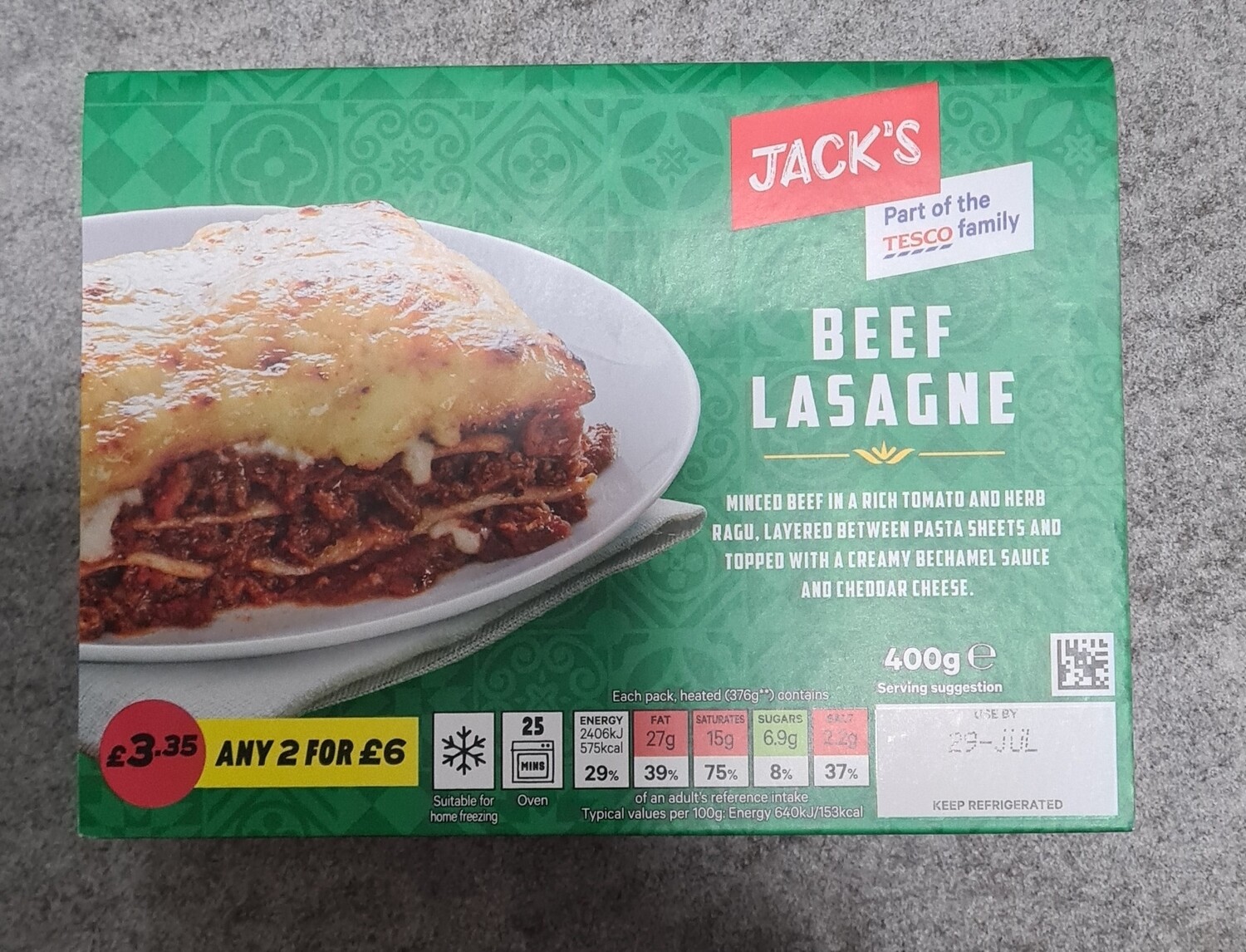 X 2 beef lasagne