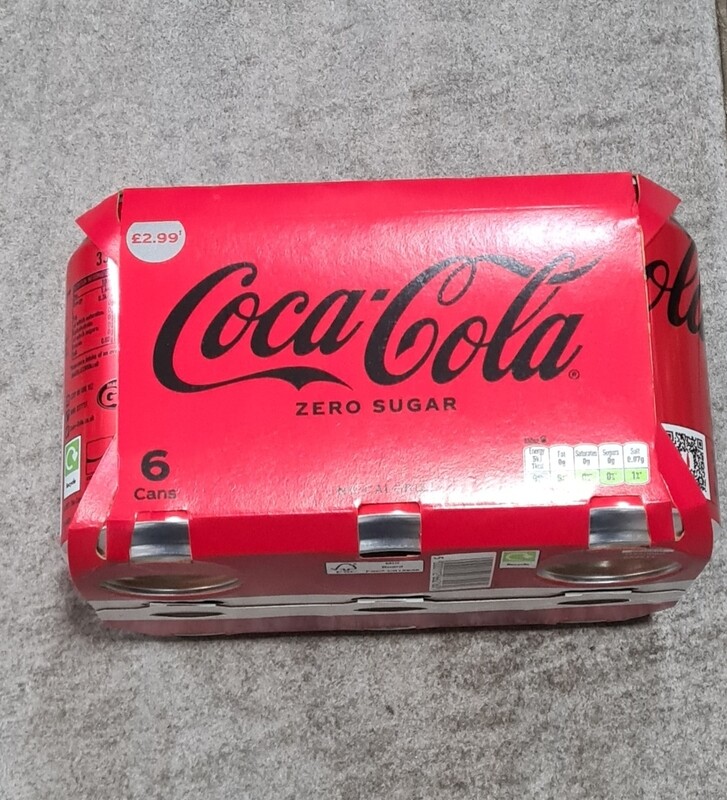 6 zero coca cola cans