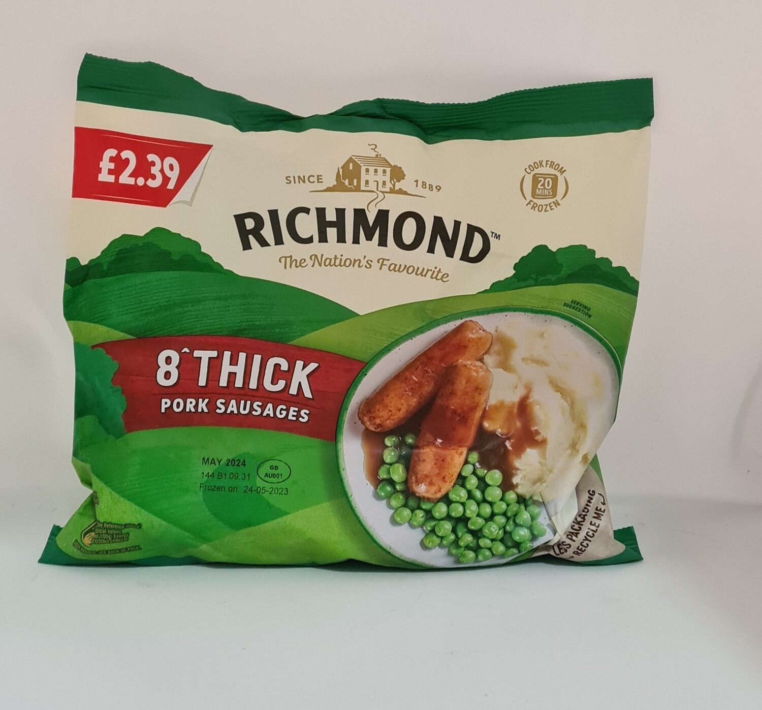 8 thick Richmond sausages frozen 