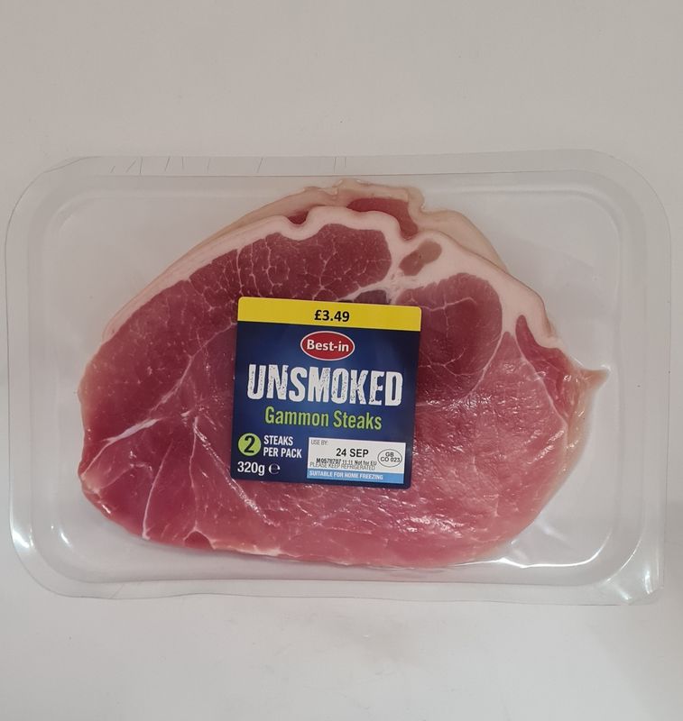 2 unsmoked gammon steaks 320g 