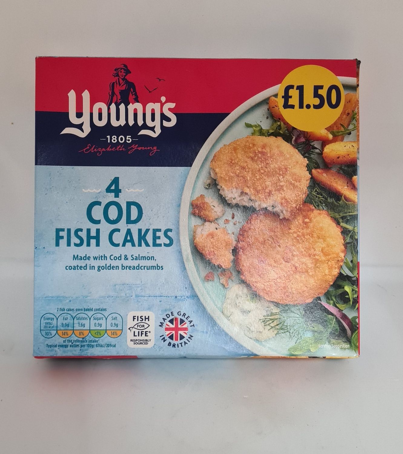 Youngs  breaded 4 cod fish cakes