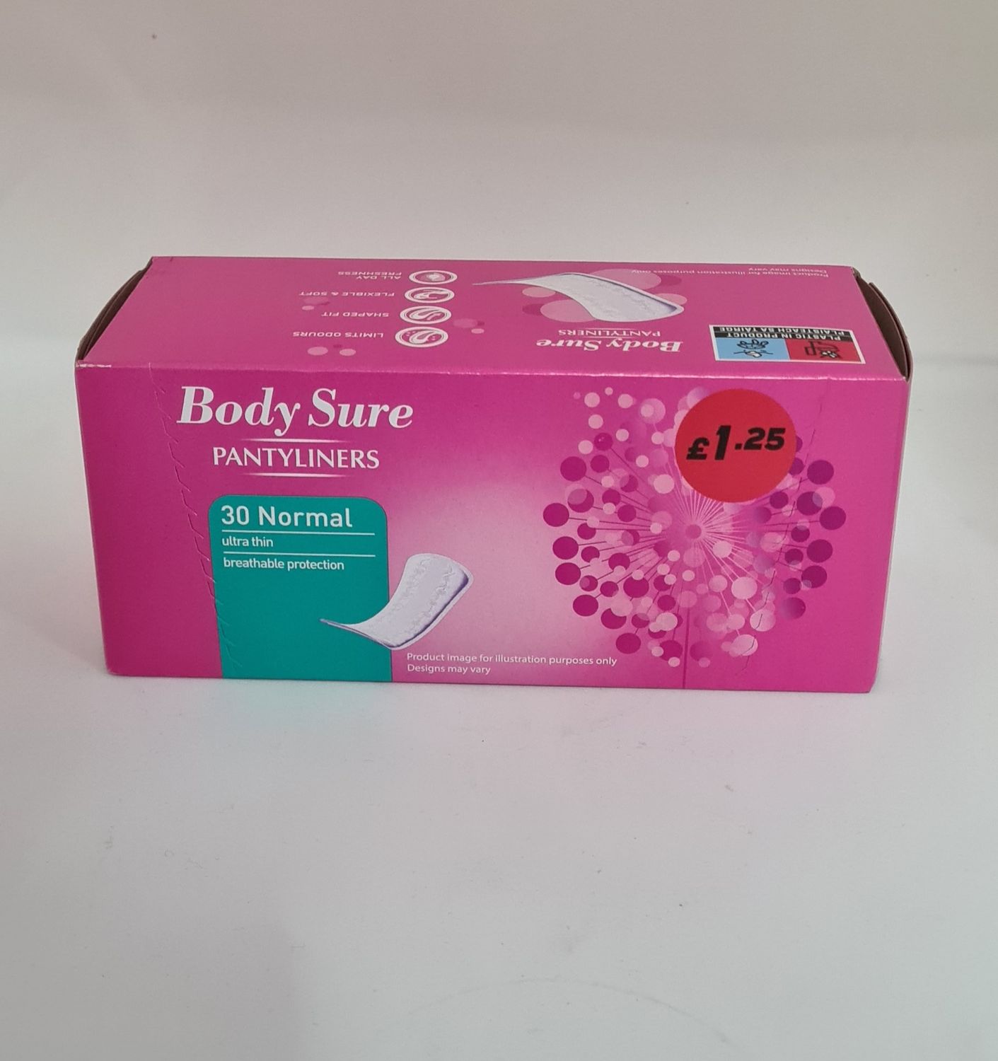 Body sure pantyliners 30 normal ultra thin