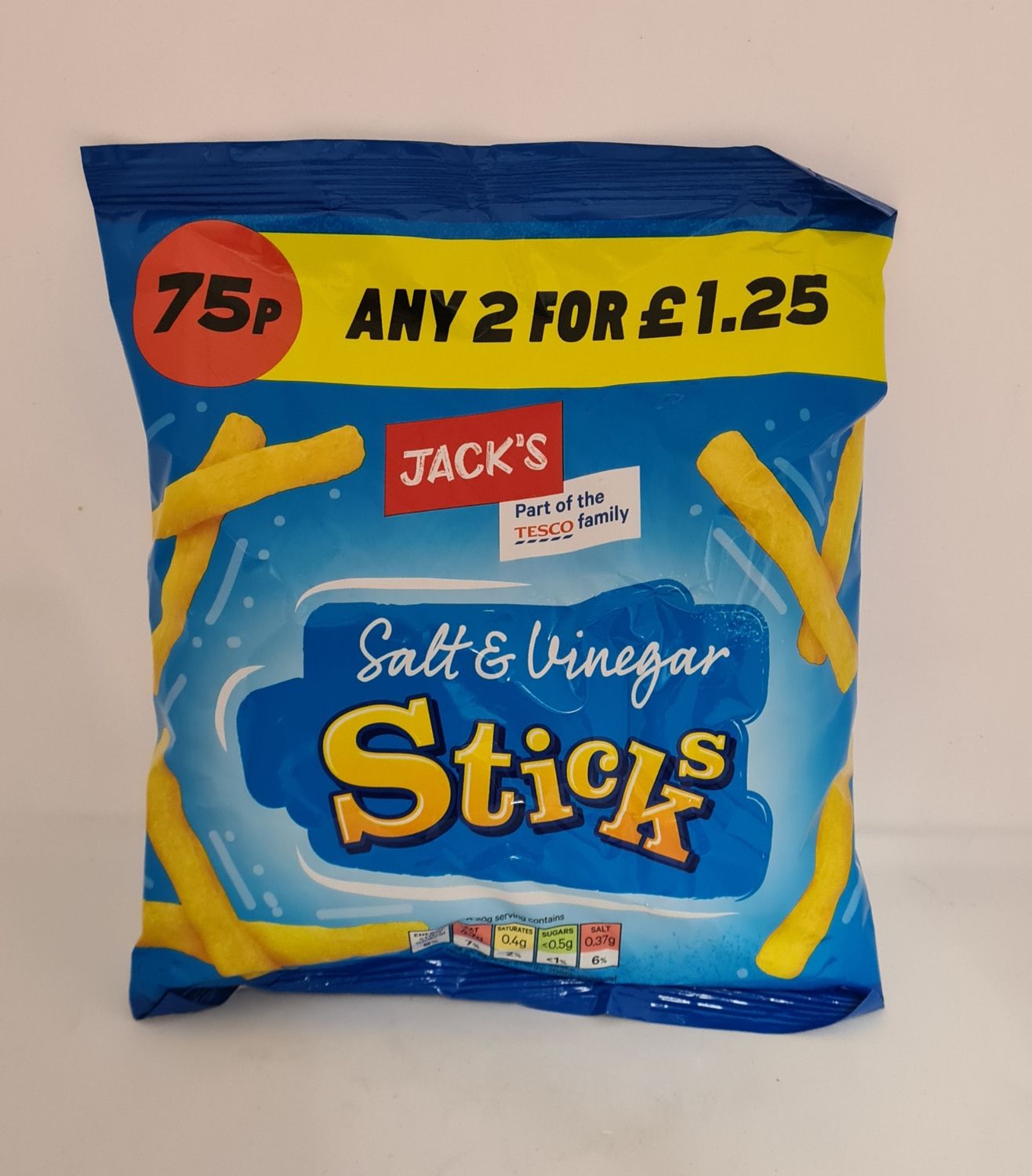 Salt and vinegar sticks crisps 70g