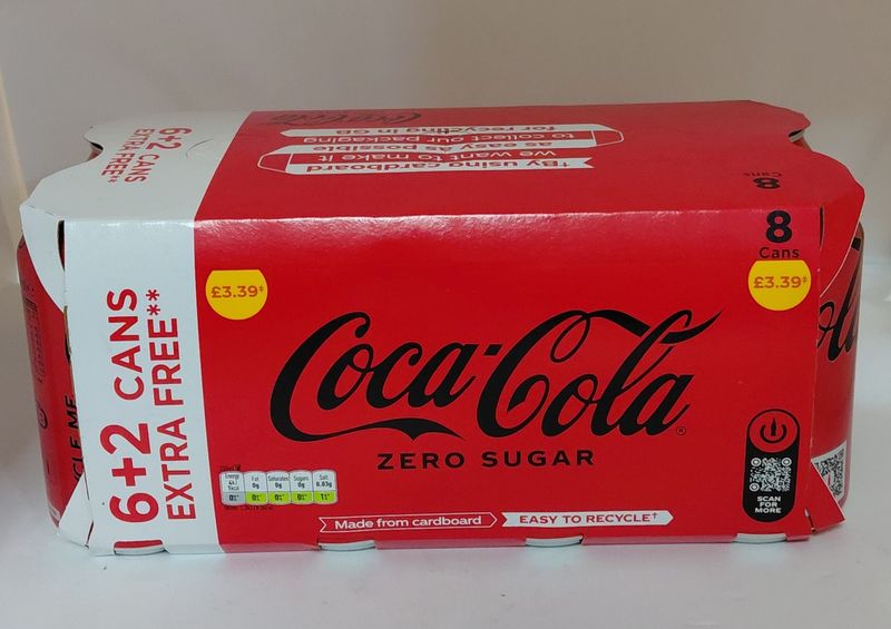 8 zero coca cola cans