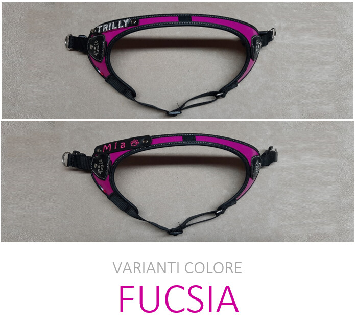 Pettorina &quot;V&quot; - tg xl pelle sintetica lucida FUCSIA