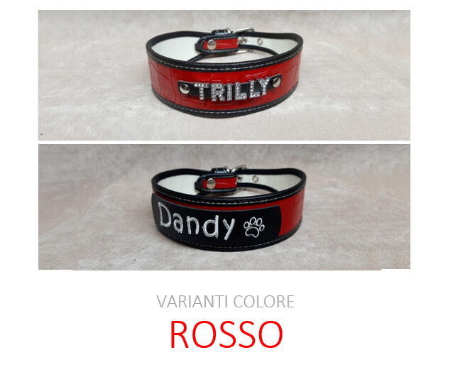 Collare pelle sintetica venata semilucida ROSSO