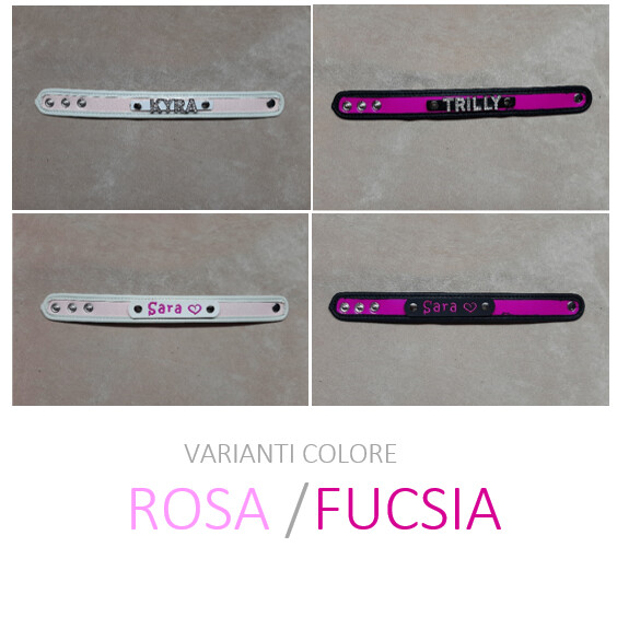 Braccialetto  pelle sintetica ROSA e pelle sintetica lucida FUCSIA