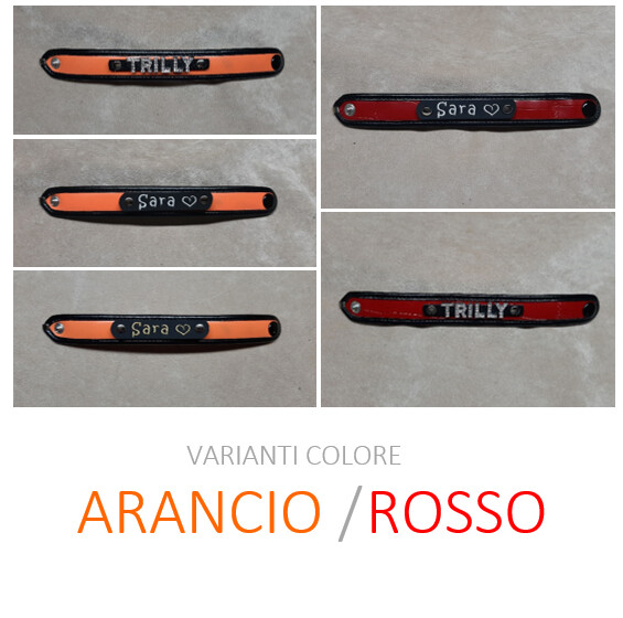 Braccialetto  pelle sintetica ARANCIO e pelle sintetica venata semilucida ROSSA